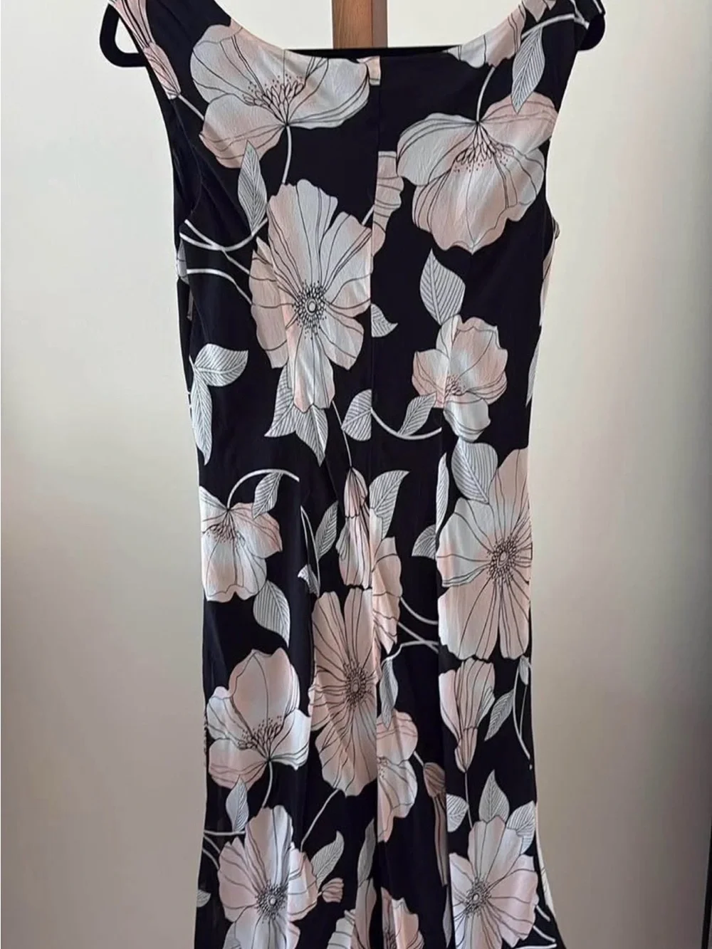 Maggy London Black Maxi Dress with Blush Floral Print